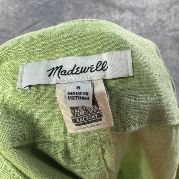 Madewell Shorts Womens Size 8 Green 100% Linen High Rise Belted Beachy $68 NEW 3 - Picture 3 of 11